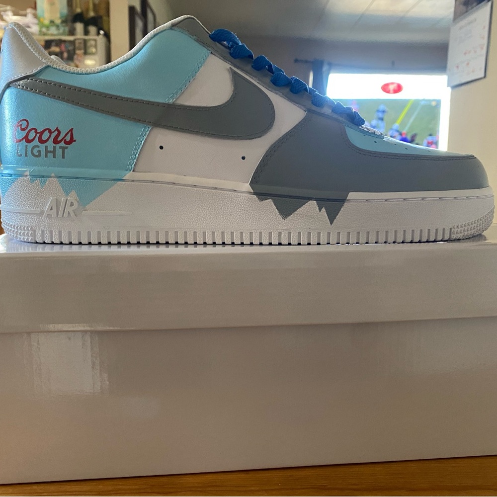 Custom Coors Light Nike Sneakers - Blue, Gray, White